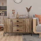 HOMCOM Industrial 47.25" L Kitchen Sideboard - Rustic Brown-Equipped with two adjustable shelves to accommodate items of various heights