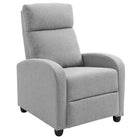 HOMCOM Push Back Recliner with Padded Seat for Home Theater - Light Grey-Applying pressure to the backrest initiates a recline to 135°, accompanied by lifting the footrest