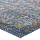 Modway Minu Distressed Floral Lattice Area Rug - 8 ft W x 10 ft L - Blue Grey Yellow/Orange-Stain Resistant / Easy To Clean