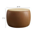 Modway Perla Round Vegan Leather Storage Ottoman - Tan-Sturdy Plywood Frame