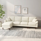HOMCOM Changeable Sectional Sofa with Chaise Lounge - Cream White-Breathable linen-feel fabric resists wrinkles and deformation