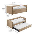 Modway Veyla Channel Tufted Performance Velvet Twin Daybed with Trundle - Taupe-10