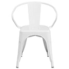 Flash Furniture – Chaise en métal avec accoudoirs pour l’intérieur et l’extérieur, blanc (CH31270WH)-Finition enduite de poudre blanche
