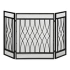HOMCOM 3-Panel Fireplace Screen with Metal Mesh Fire Spark Guard - Black-Three-panel design, can flexibly match fireplaces of different sizes and shapes 