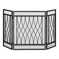 HOMCOM 3-Panel Fireplace Screen with Metal Mesh Fire Spark Guard - Black-Three-panel design, can flexibly match fireplaces of different sizes and shapes 