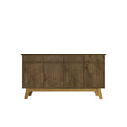 Manhattan Comfort Yonkers 62.99" Mid-Century Modern Sideboard - Rustic Brown-Mid-Century Modern Buffet Stand for Dining and Living Room Use