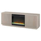 Hudson&Canal - Meuble TV Hanson avec foyer en cristal de 26 pouces pour téléviseurs jusqu'à 75 pouces - Blanc aulne-L'insert de cheminée dispose de 4 777 BTU (couverture thermique pour 400 pieds carrés), d'une minuterie de mise en veille et d'une coupure automatique de température pour plus de sécurité