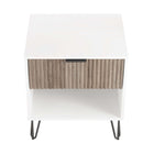 Manhattan Comfort DUMBO 20.07" Modern 1-Drawer Nightstand 2-Piece Set - White/Rustic Grey-30 Day Limited Manufacturer's Warranty