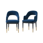 Manhattan Comfort - Lot de 2 fauteuils de salle à manger Carrington 53,1 cm, style moderne glamour, revêtement en velours bleu nuit-Fauteuils d’appoint modernes et glamour pour salon, lot de 2