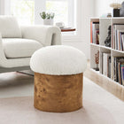 Modway Breeze Boucle Upholstered Ottoman - Ivory/Burl-Burl Wood Veneer