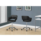 Monarch Specialties - 7298 Chaise De Bureau Base Hydraulique - Noir/Metal Chrome-Le mécanisme de levage hydraulique permet à la hauteur de la chaise d'être ajustée en douceur pour la personne assise, tandis qu'un siège pivotant à 360 degrés et une base en métal chromé à 5 branches avec des roulettes à capuchon offrent la mobilité