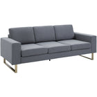 HOMCOM Modern Three Seat Linen Upholstery Lounge Sleeper - Dark Grey-65-inch wide sofa seat can comfortably sit 3 people without feeling crowded   