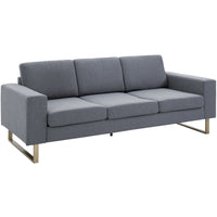 HOMCOM - Canapé-lit moderne trois places en lin - gris foncé-Le siège de canapé de 65 po de large peut accueillir confortablement 3 personnes sans sensation d’encombrement   