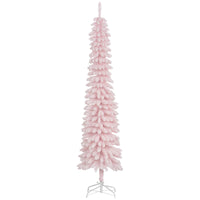 HOMCOM 7' Artificial Christmas Tree with Realistic Branches - Pink-Lush with tips that provide a healthy, natural look 