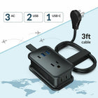 Uncaged Ergonomics Travel Charger - 4 AC - 2 USB - 1 USB-C - Black-3 AC Outlets are 1250W. 