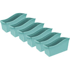 Storex Large Book Bin - Teal - 6 Pack-Large book bins hold books, magazines, files, folders, etc.