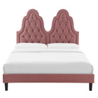 Modway Alexandria Tufté Performance Velours Lit Plateforme Twin Avec Pieds en Bois Noir - Vieux Rose-8