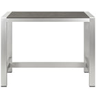 Modway Shore Outdoor Patio Aluminum Rectangle Bar Table - Silver Grey-Anodized Aluminum Frame