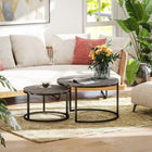 HOMCOM 31" Round Nesting Tables with Faux Marbled Top - Grey - 2 Pack-Modern design with the tabletop in marble effect easily fit home style
