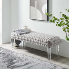 Modway Prologue Woven Performance Velvet Ottoman - Light Grey-Acrylic Legs