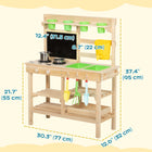 Qaba Kids Outdoor Wooden Play Kitchen with Planter Box, Blackboard, Sink, Faucet - Stoves-Built with solid fir wood with finish for long-lasting outdoor fun