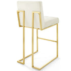 Modway Privy Gold Stainless Steel Performance Velvet Bar Stool - Gold Ivory-Non-Marking Foot Caps