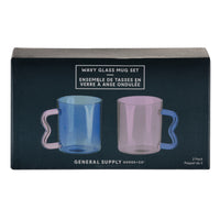General Supply Goods + Co - Ensemble de tasses en verre ondulées - Paquet de 2-L’ensemble comprend 2 tasses en verre