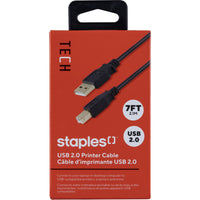 Staples USB A/B Cable - 7ft-Universal – Works with all brands that feature compatible USB ports
