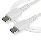 StarTech 3.3 ft USB-C Cable, White-Extended strain relief tested to tolerate over 10000+ bend cycles at 180-degree angle