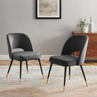 Modway Rouse Performance Velvet Dining Side Chairs - Charcoal - 2 Pack-Stain-Resistant Performance Velvet