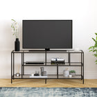 Hudson&Canal - Meuble TV Winthrop avec étagères en verre pour téléviseurs jusqu'à 60 pouces - Bronze noirci-Nettoyer avec un chiffon doux et sec, sans produits chimiques agressifs ni produits de nettoyage abrasifs