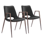 Zuo Desi Dining Chair - Black/Walnut - Set of 2-Assembly required