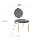 Modway Craft Performance Velvet Dining Side Chairs - Gold/Grey - 2 Pack-Performance Velvet Upholstery