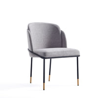 Manhattan Comfort Flor 22.83" Modern Twill Weave Upholstered Dining Chair - Grey-Modern Dining Chair Perfect for Dining and Home Office Use