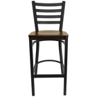 Flash Furniture HERCULES Series Black Ladder Back Metal Restaurant Barstool - Mahogany Wood Seat-Welded Joint Assembly
