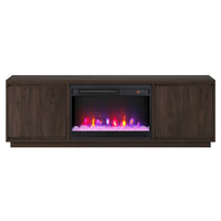 Hudson&Canal - Meuble TV Presque avec foyer en cristal de 26 pouces pour téléviseurs jusqu'à 75 pouces - Noyer satiné-Un design contemporain pouvant accueillir des téléviseurs jusqu'à 75 pouces pour votre espace de divertissement