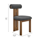 Modway - Torian Tissu Boucle Chaise à manger - Charbon de bois en noyer - Ensemble de 2-Cadre en caoutchouc