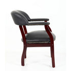 Nicer Furniture Traditional Captain's Chair - Black Vinyl Leather-No-sag spring seat; weight capacity of up to 250 pounds; Easy assembly is required