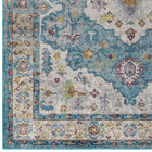 Modway - Success Médaillon vintage floral vieilli Anisah Tapis de 5 pi l x 8 pi L - Bleu ivoire clair, jaune, orange-Résistant aux taches / Facile à nettoyer
