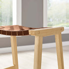 Modway - Saoirse Imitation cuir Tabouret de comptoir en bois - Brun naturel - Ensemble de 2-Assemblée requise