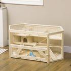 PawHut - Cage pour Hamster en Bois Grand Modèle 3 Niveaux avec Bac-3 niveaux offrent une grande surface pour l'exercice