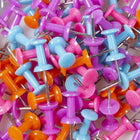 JAM Paper Colourful Push Pins - Assorted Colours - 100/Pack - 2 Packs-Size: Standard (approx 1 inch) | Steel tipped - perfect for pinning notes on corkboards and cubicles