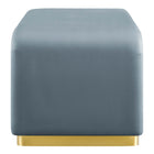 Modway - Koda Performance Velvet Ottoman de la cascade - Bleu Cadet en Laiton-Capsules de pied ajustables