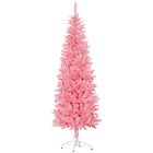 HOMCOM 6' Tall Pencil Artificial Christmas Tree with Steel Base - Pink-6ft tall pink tree, providing a sweet, romantic look 