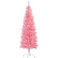 HOMCOM - Arbre de Noël artificiel de 6pi de haut avec base en acier - rose-Arbre vert de 6pi de haut, offrant un aspect sain et naturel 