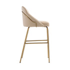 Manhattan Comfort Gracie 22" Modern Leatherette Upholstered Barstool - Tan and Gold - 2 Pack-Seat Height: 29.1 in