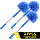 Gritt Commercial Cobweb Duster Brush - 6 11/16" Cobweb Corner Duster Brush - 20" Pole - 3 Pack-Gentle bristles ensure surface protection