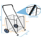 Mount-It! Small Rolling Utility Shopping Cart - Black-Lightweight & sturdy design holds up to 66 lbs while weighing only 8.5 lbs