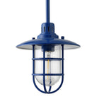 Hudson&Canal - Suspension lanterne Bay de 21 cm de large avec abat-jour en verre et métal - Bleu/transparent-Conçu pour une ampoule à incandescence de 60 W - ampoule LED de 9 W, ampoule fluorescente (CFL) de 13 W ou ampoule LED à ballast automatique de 9 W, ampoule à culot E26, ampoule non incluse