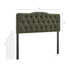 Modway Annabel Premium Linen Blend Queen Headboard - Sage-Diamond Button Tufting